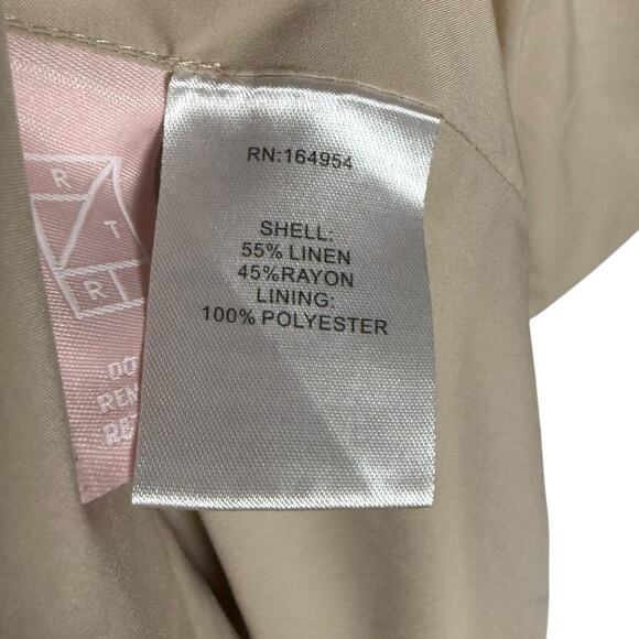 Toccin Cream Linen Crossover Halter Neck Front Mini Dress Size 6 - Picture 8 of 16